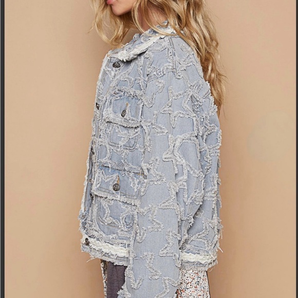POL Star Embroidered Distressed Denim Jacket - Picture 2 of 3